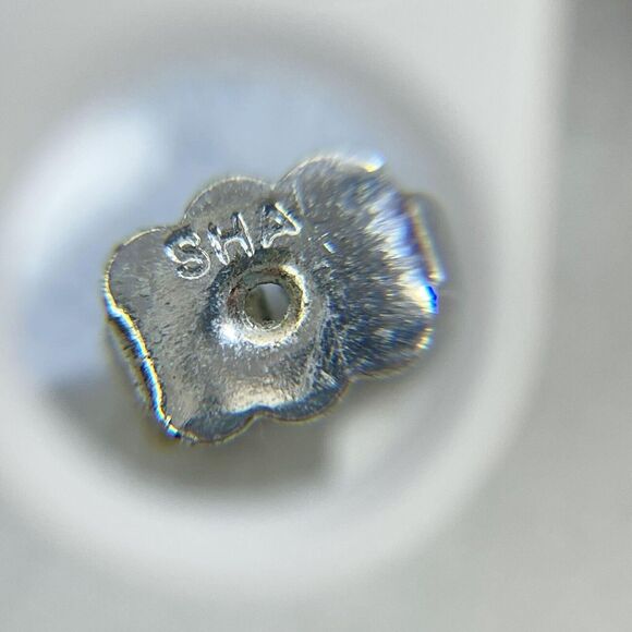 SHA Signed Silver Tone Clear Square Rhinestone Earrings Pierced Pair - Picture 5 of 9